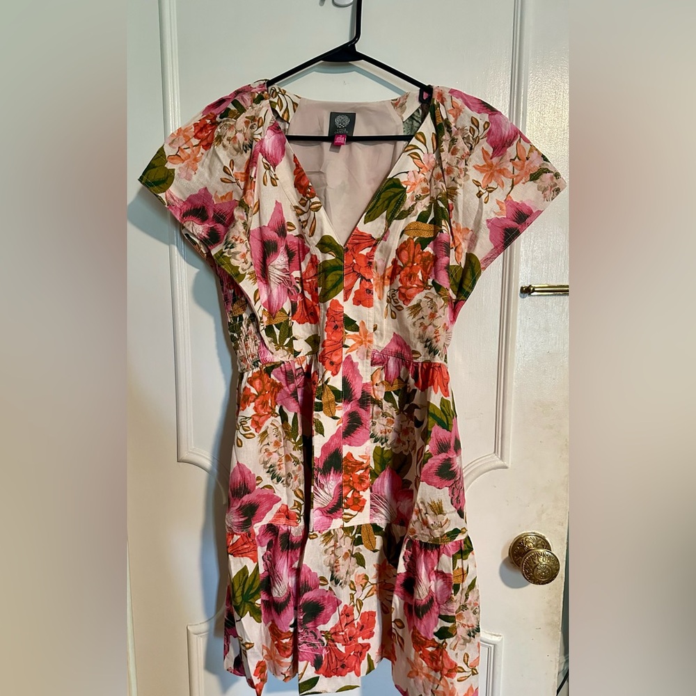 NWT Vince Camuto floral cap sleeve A-line dress with pockets Size 14